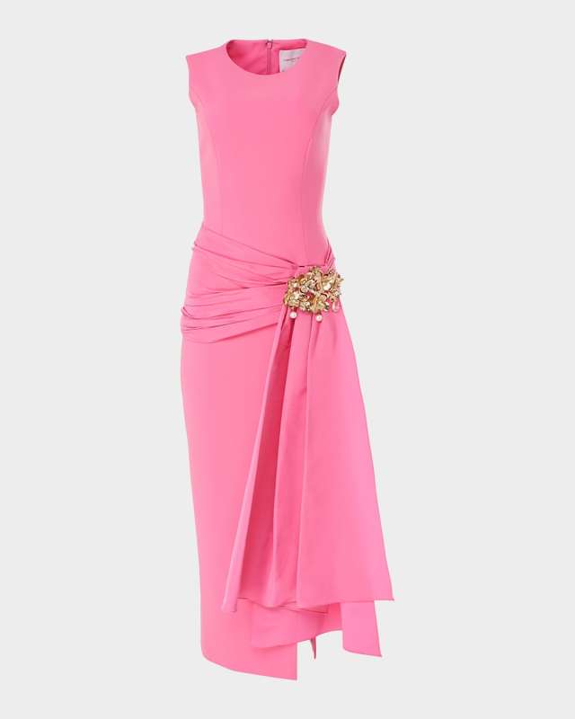 Sleeveless Hip-Sash Column Dress